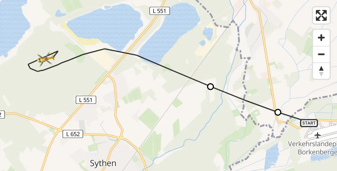 Flugroute Ambulanzhubschrauber Borkenberge Flugplatz - Haltern am See, 18 April 2026, 10:41