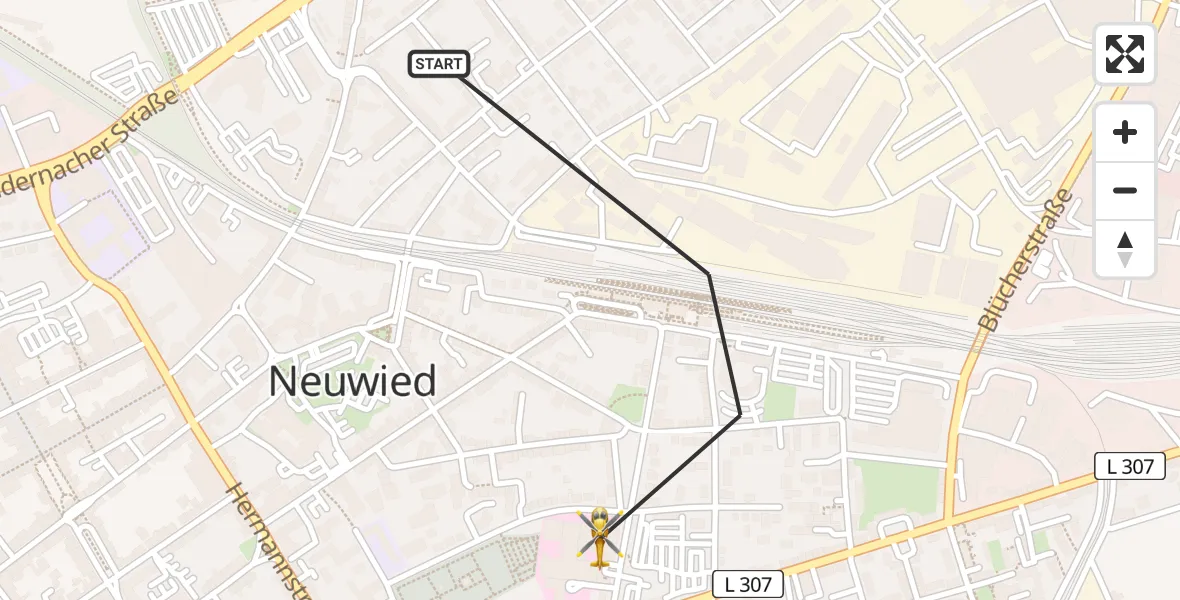 Flugroute Rettungshubschrauber Neuwied - Neuwied, 18 April 2026, 10:48