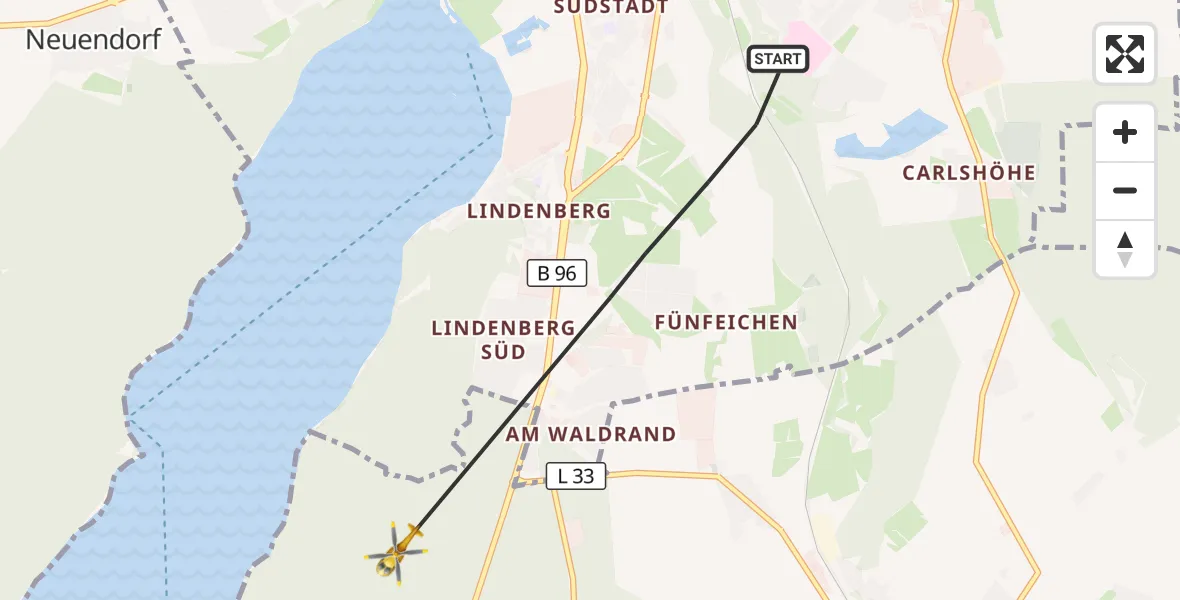 Flugroute Rettungshubschrauber Neubrandenburg - Burg Stargard, 18 April 2026, 10:48