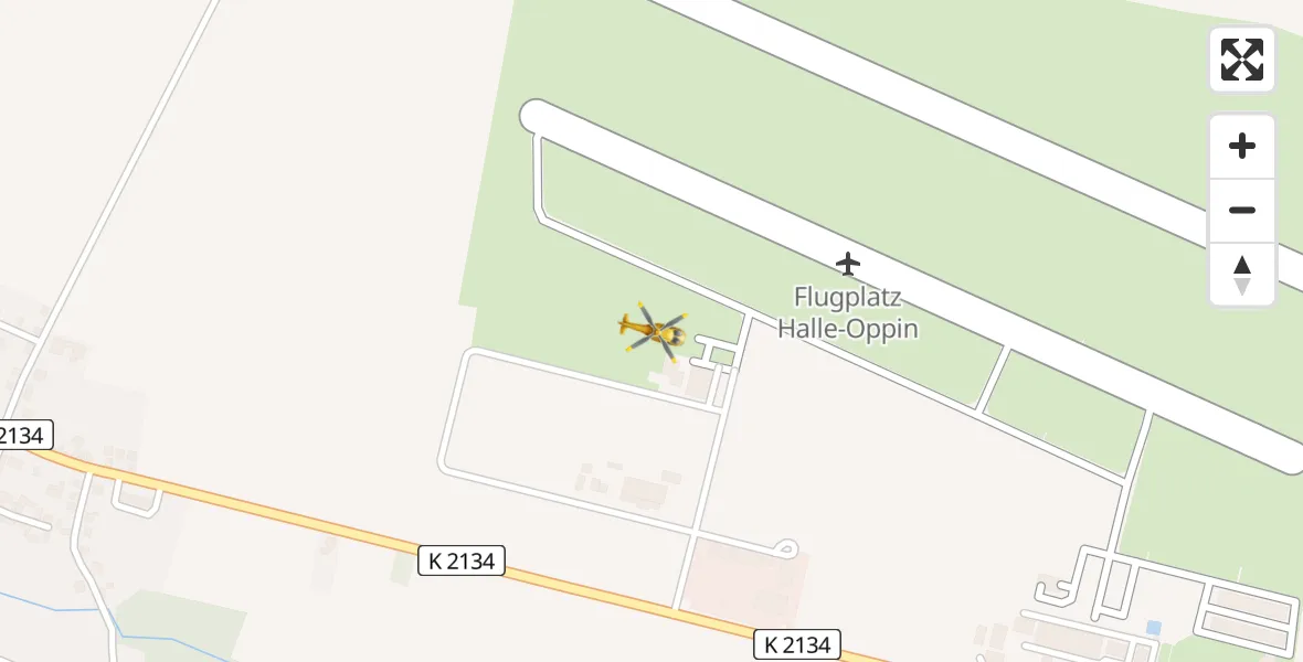 Flugroute Rettungshubschrauber Halle-Oppin Flugplatz - Halle-Oppin Flugplatz, 18 April 2026, 10:59
