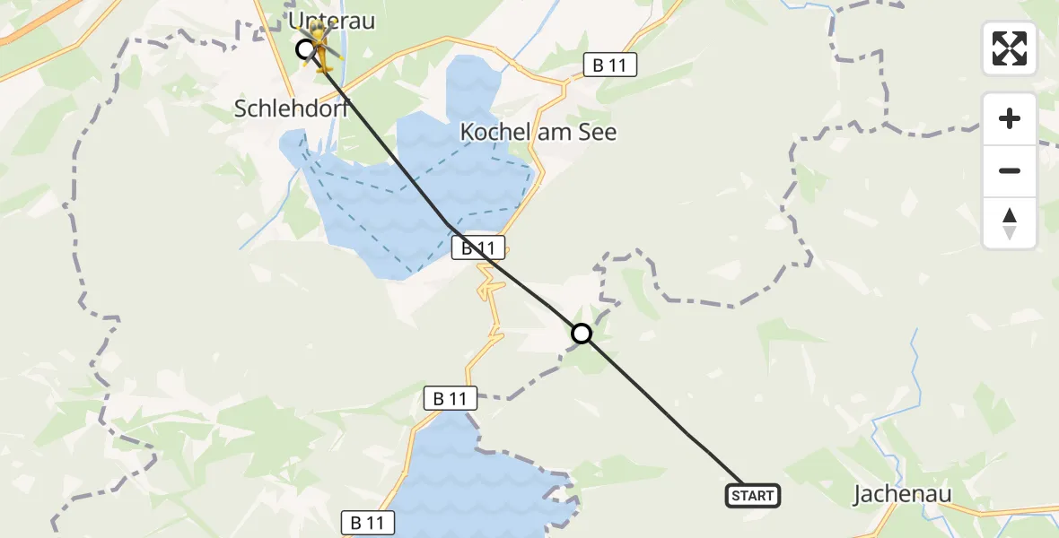 Flugroute Rettungshubschrauber Jachenau - Schlehdorf, 18 April 2026, 11:19