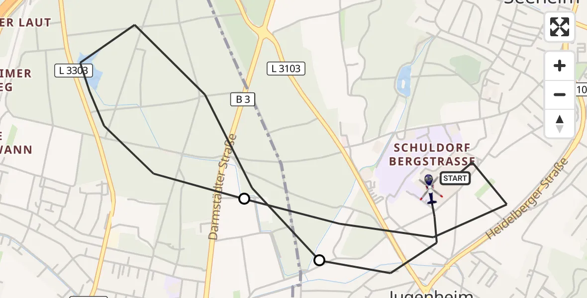 Flugroute Polizeihubschrauber Seeheim-Jugenheim - Seeheim-Jugenheim, 18 April 2026, 11:20