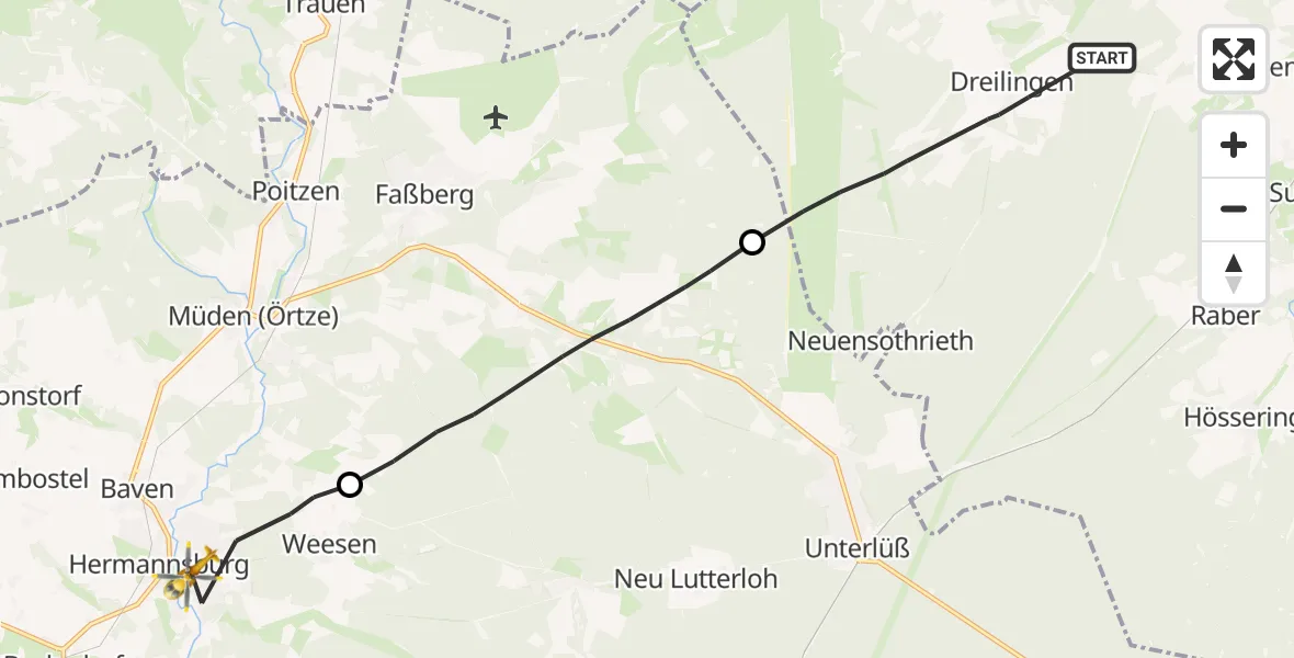 Flugroute Rettungshubschrauber Eimke - Südheide, 18 April 2026, 11:21