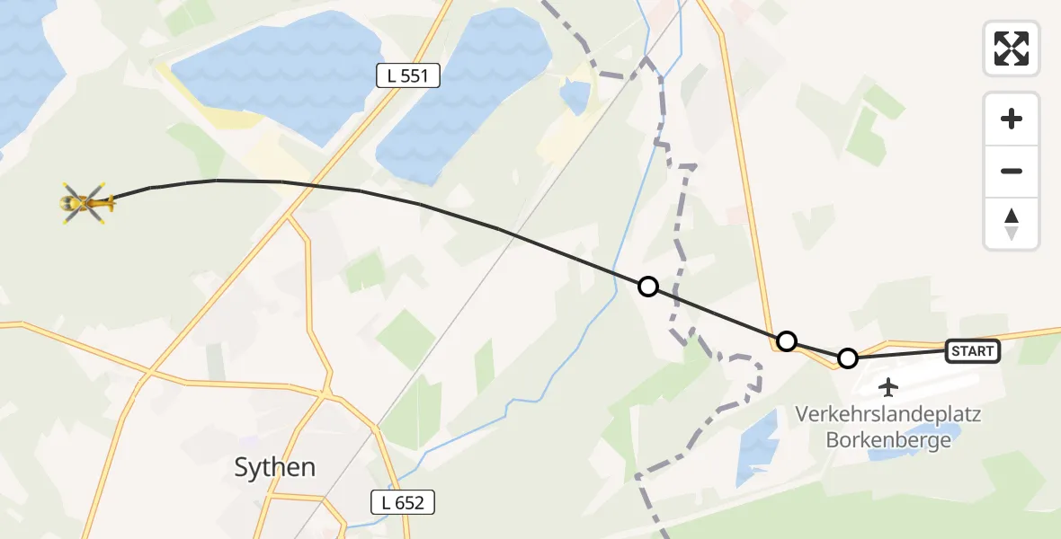 Flugroute Ambulanzhubschrauber Borkenberge Flugplatz - Haltern am See, 18 April 2026, 11:28