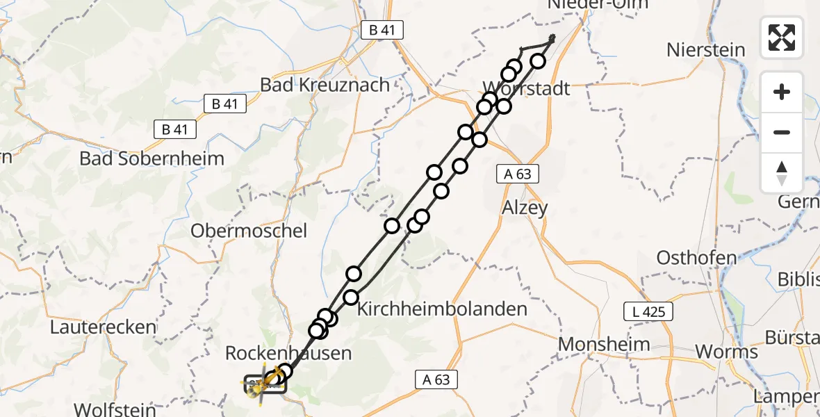 Flugroute Rettungshubschrauber Imsweiler UL - Imsweiler UL, 18 April 2026, 11:30