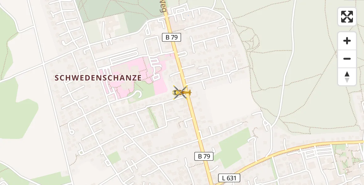 Flugroute Rettungshubschrauber Wolfenbüttel Municipal Hospital Heliport (Christoph 30) - Wolfenbüttel Municipal Hospital Heliport (Christoph 30), 18 April 2026, 11:43