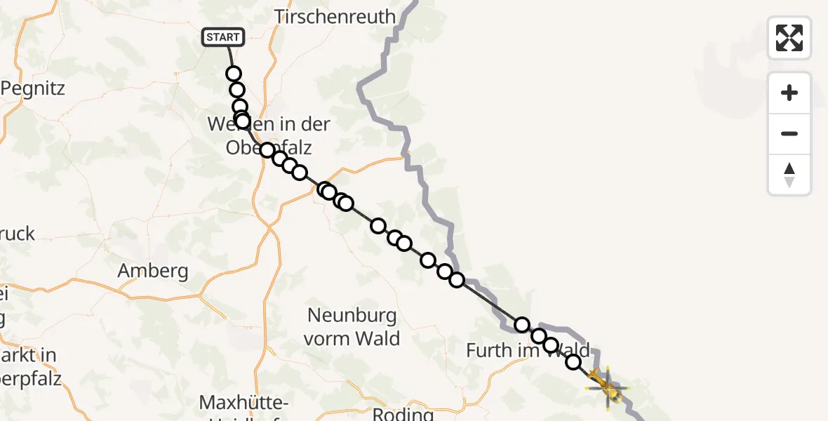 Flugroute Rettungshubschrauber Erbendorf - Neukirchen b.Hl.Blut, 18 April 2026, 11:45