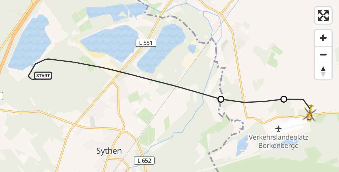 Flugroute Ambulanzhubschrauber Haltern am See - Lüdinghausen, 18 April 2026, 11:46