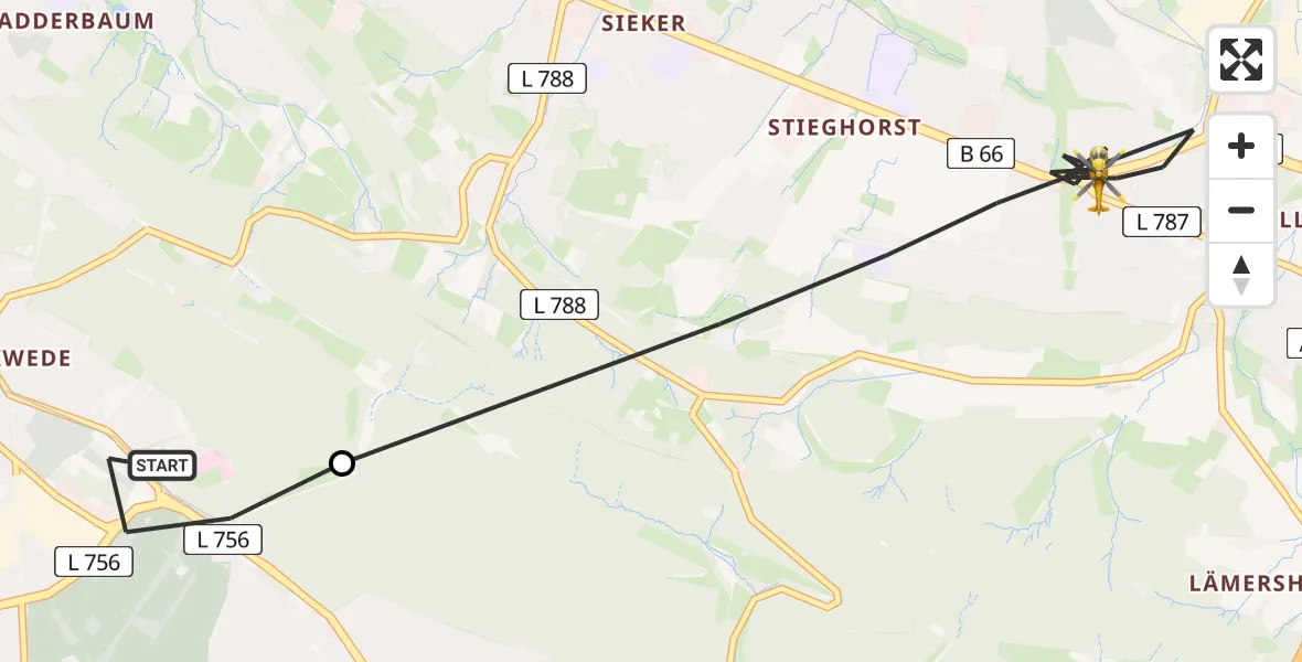 Flugroute Rettungshubschrauber Luftrettungszentrum Bielefeld - Bielefeld, 18 April 2026, 11:52