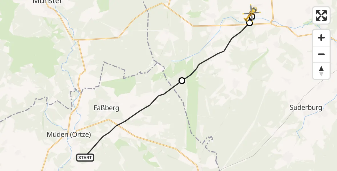 Flugroute Rettungshubschrauber Faßberg - Schwienau, 18 April 2026, 12:02