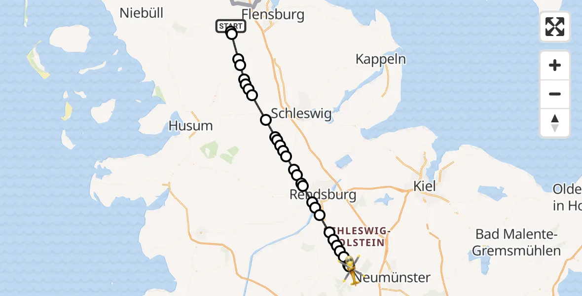 Flugroute Rettungshubschrauber Meyn - Aukrug, 18 April 2026, 12:08