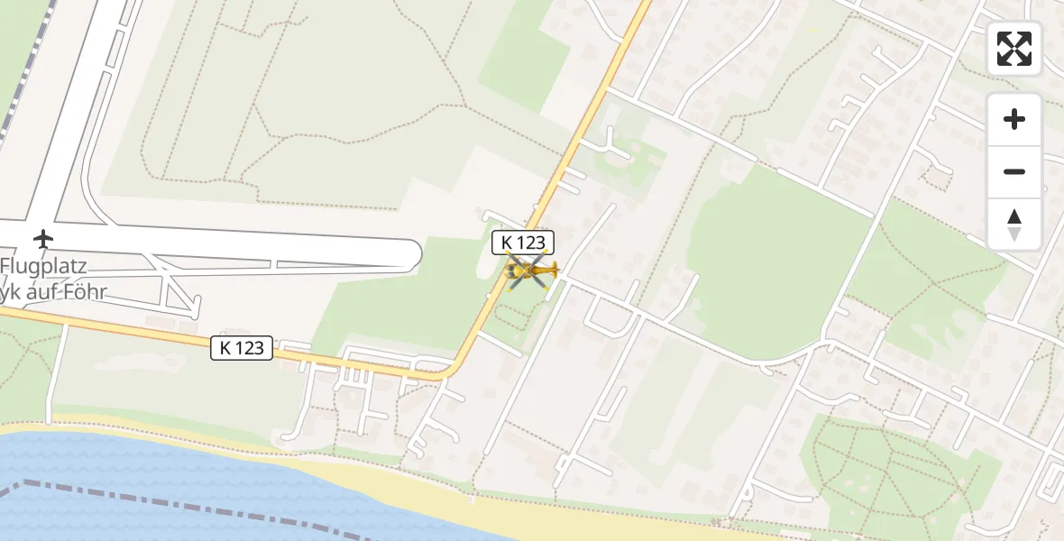 Flugroute Rettungshubschrauber Wyk auf Föhr - Wyk auf Föhr, 18 April 2026, 12:10