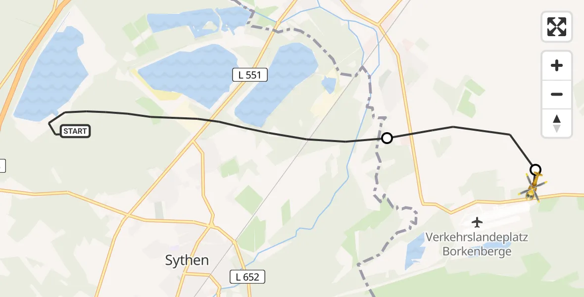 Flugroute Ambulanzhubschrauber Haltern am See - Lüdinghausen, 18 April 2026, 12:20