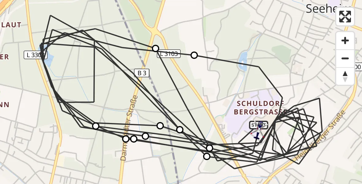 Flugroute Polizeihubschrauber Seeheim-Jugenheim - Seeheim-Jugenheim, 18 April 2026, 12:26