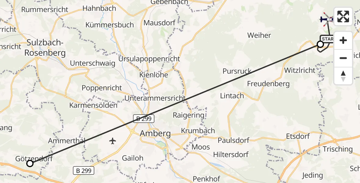Flugroute Polizeihubschrauber Schnaittenbach - Schnaittenbach, 18 April 2026, 12:33