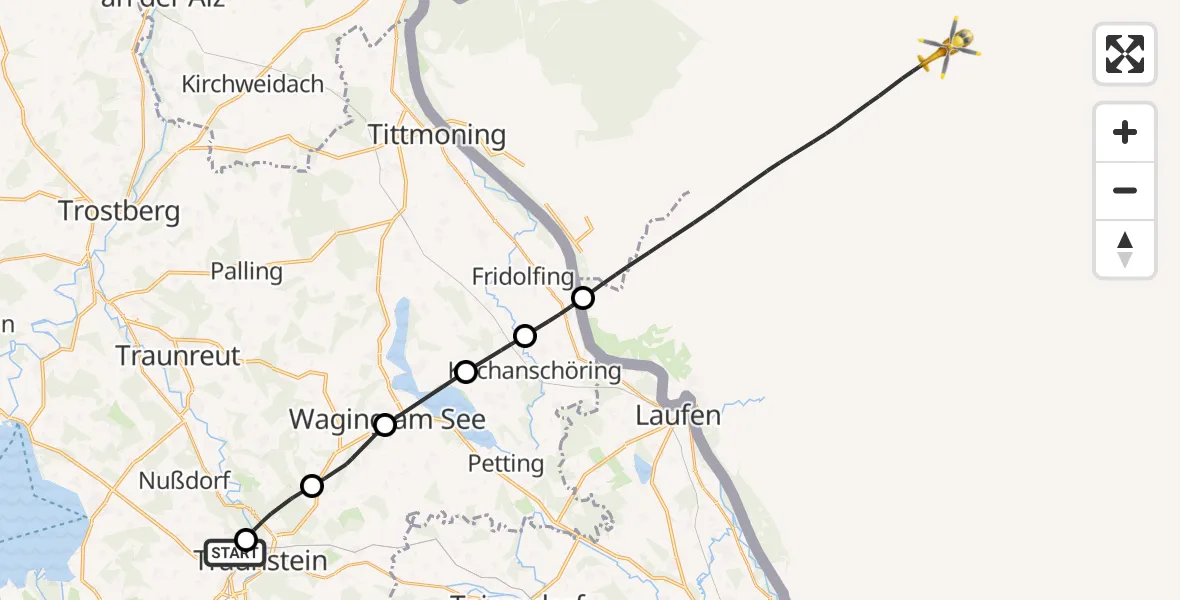 Flugroute Rettungshubschrauber Traunstein Hospital - Lettensau, 18 April 2026, 12:41