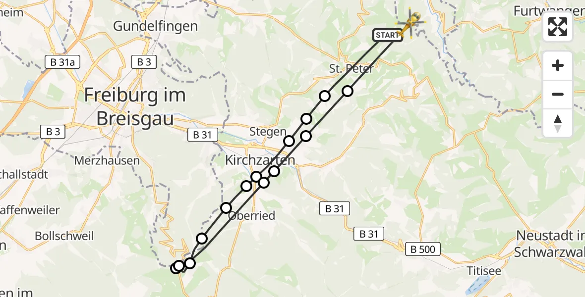 Flugroute Rettungshubschrauber St. Peter - St. Peter, 18 April 2026, 12:43