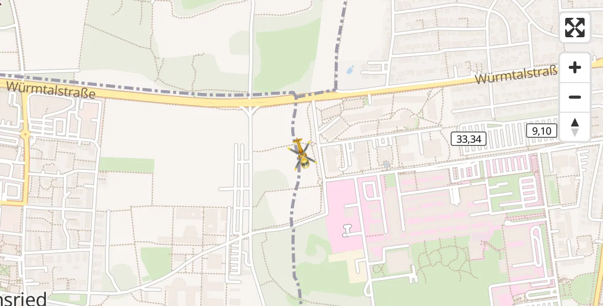 Flugroute Rettungshubschrauber DRF Air Rescue München Hubschrauberlandeplatz - DRF Air Rescue München Hubschrauberlandeplatz, 18 April 2026, 12:49