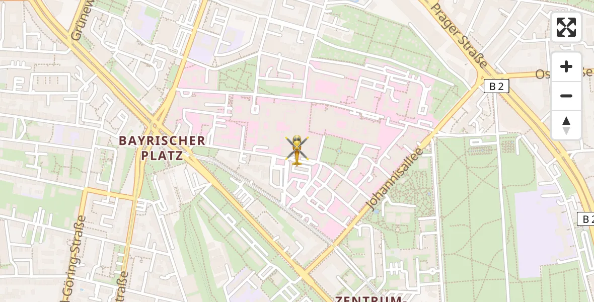 Flugroute Rettungshubschrauber Leipzig University Hospital Heliport 1 - Leipzig University Hospital Heliport 1, 18 April 2026, 12:49