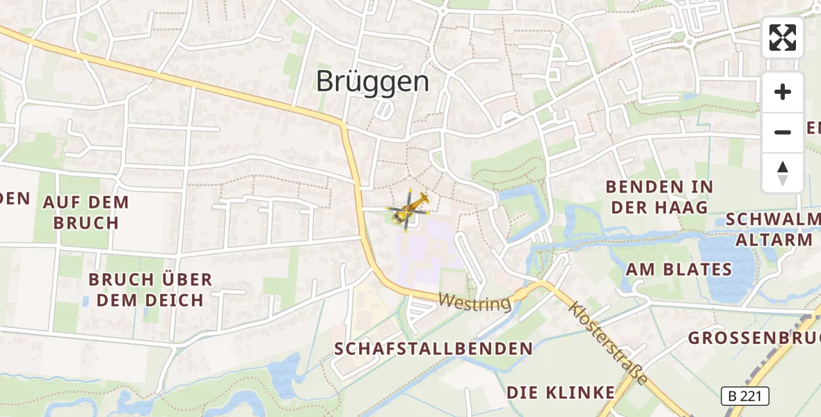 Flugroute Rettungshubschrauber Brüggen - Brüggen, 18 April 2026, 13:04