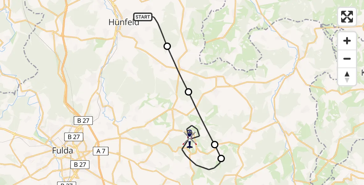 Flugroute Polizeihubschrauber Hünfeld - Hofbieber, 18 April 2026, 13:06
