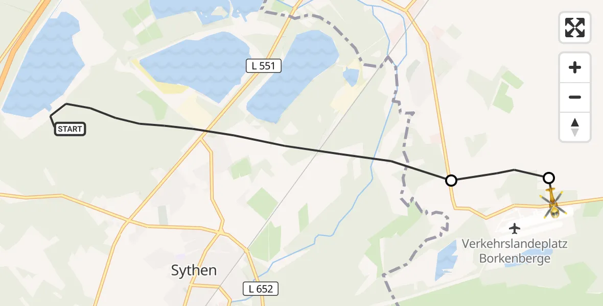 Flugroute Ambulanzhubschrauber Haltern am See - Borkenberge Flugplatz, 18 April 2026, 13:11