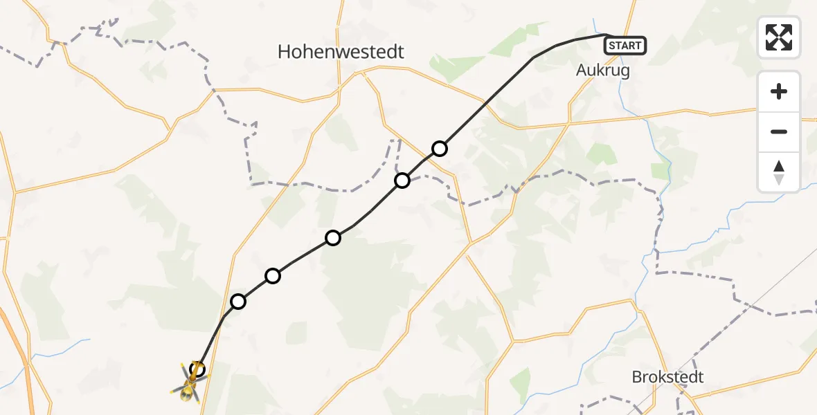 Flugroute Rettungshubschrauber Aukrug - Itzehoe Hungriger Wolf Flugplatz, 18 April 2026, 13:14