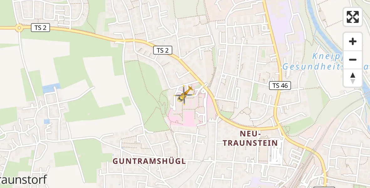 Flugroute Rettungshubschrauber Traunstein Hospital - Traunstein Hospital, 18 April 2026, 13:22