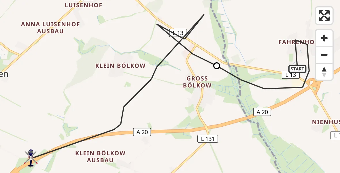 Flugroute Polizeihubschrauber Ziesendorf - Satow, 18 April 2026, 13:24