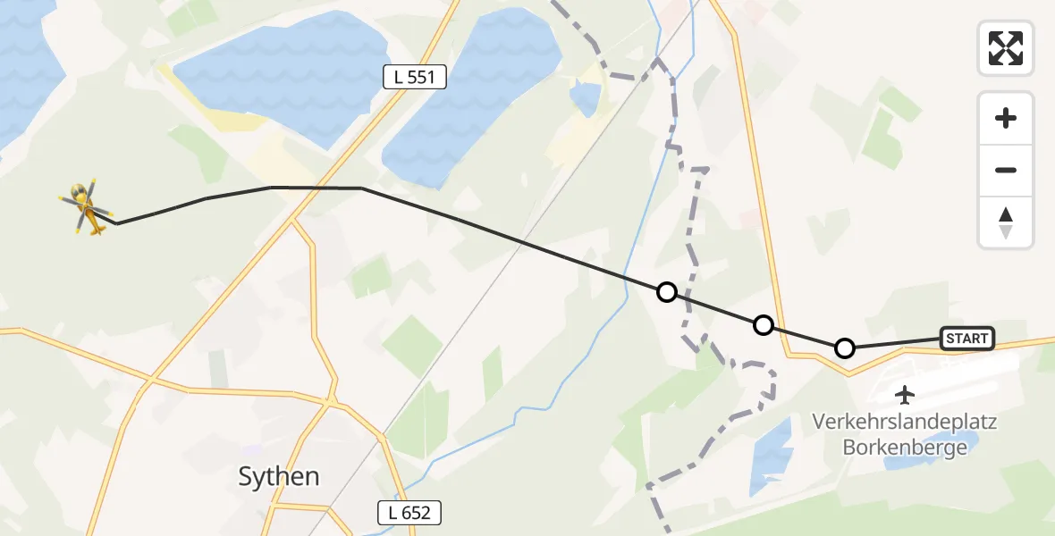 Flugroute Ambulanzhubschrauber Borkenberge Flugplatz - Haltern am See, 18 April 2026, 13:27