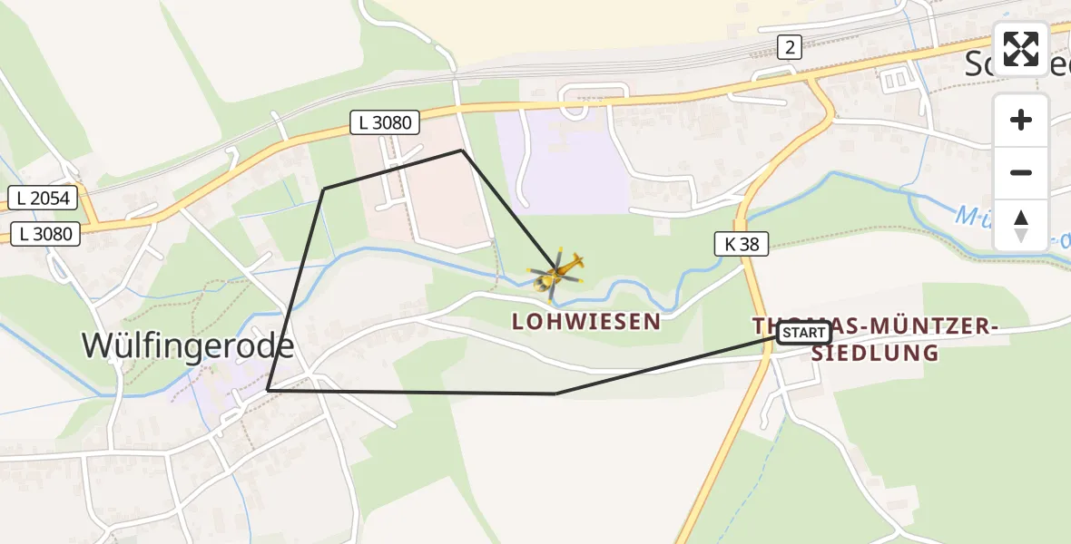 Flugroute Rettungshubschrauber Sollstedt - Sollstedt, 18 April 2026, 13:30