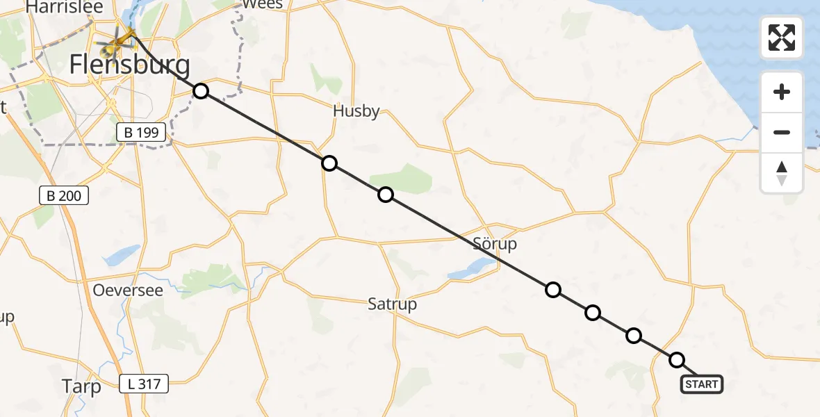 Flugroute Rettungshubschrauber Wagersrott - Flensburg, 18 April 2026, 13:32