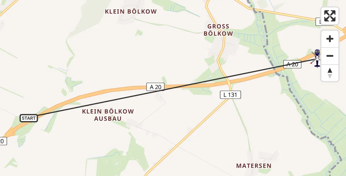 Flugroute Polizeihubschrauber Satow - Ziesendorf, 18 April 2026, 13:34