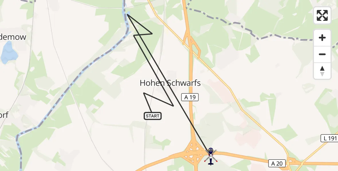 Flugroute Polizeihubschrauber Dummerstorf - Dummerstorf, 18 April 2026, 13:43