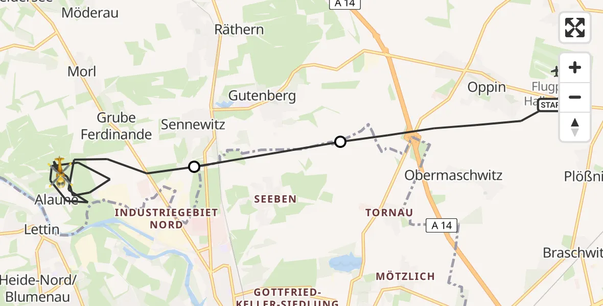 Flugroute Rettungshubschrauber Landsberg - Petersberg, 18 April 2026, 13:48