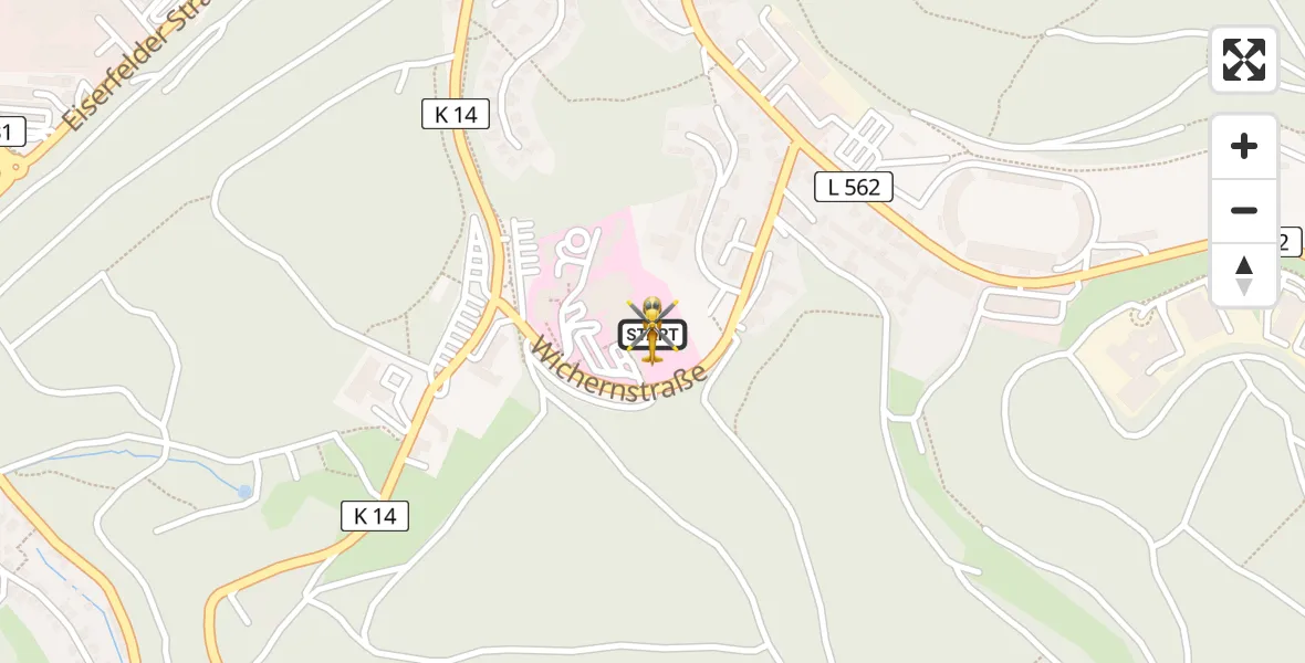 Flugroute Ambulanzhubschrauber Evangelisches Jung-Stilling Hospital - Evangelisches Jung-Stilling Hospital, 18 April 2026, 13:53