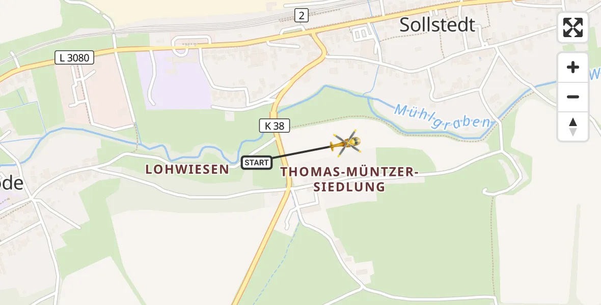 Flugroute Rettungshubschrauber Sollstedt - Sollstedt, 18 April 2026, 13:59