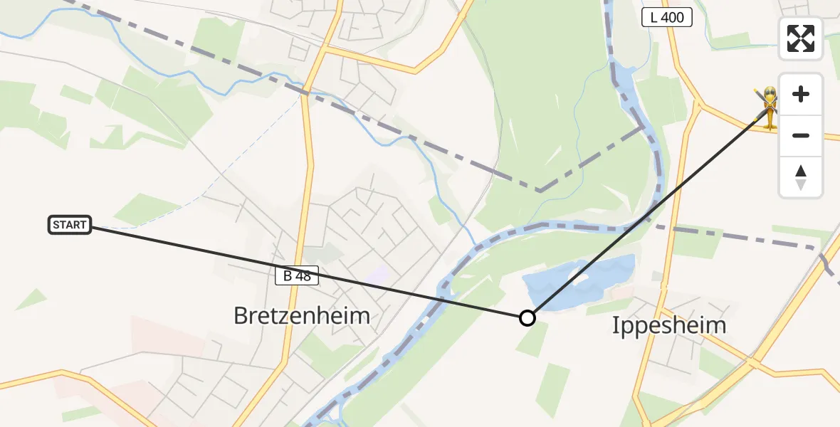 Flugroute Rettungshubschrauber Bretzenheim - Gensingen, 18 April 2026, 14:41