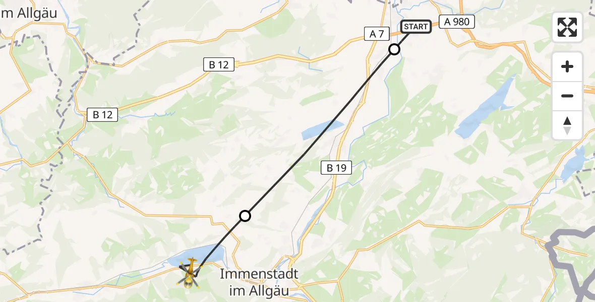 Flugroute Rettungshubschrauber Sulzberg - Immenstadt i.Allgäu, 18 April 2026, 14:59