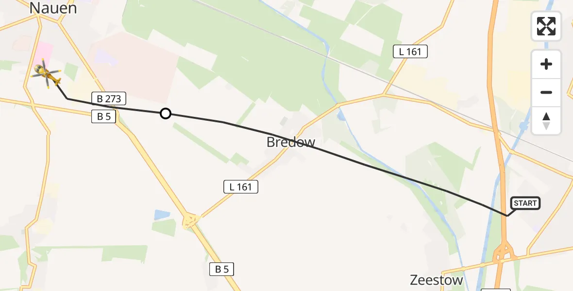 Flugroute Rettungshubschrauber Brieselang - Nauen, 18 April 2026, 15:00