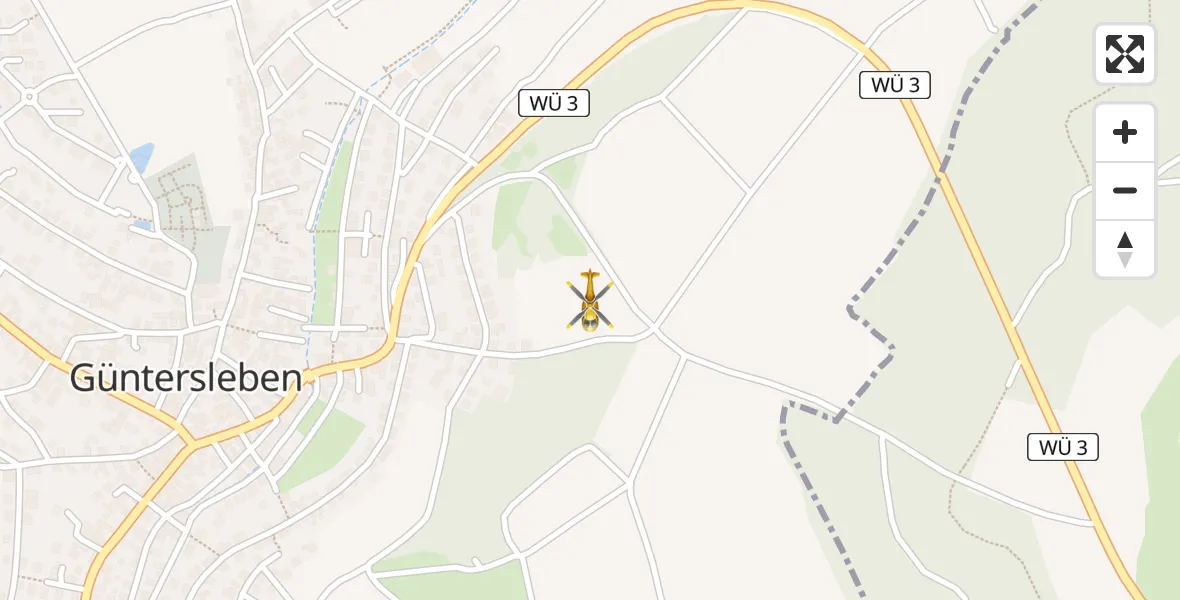 Flugroute Rettungshubschrauber Güntersleben - Güntersleben, 18 April 2026, 15:00