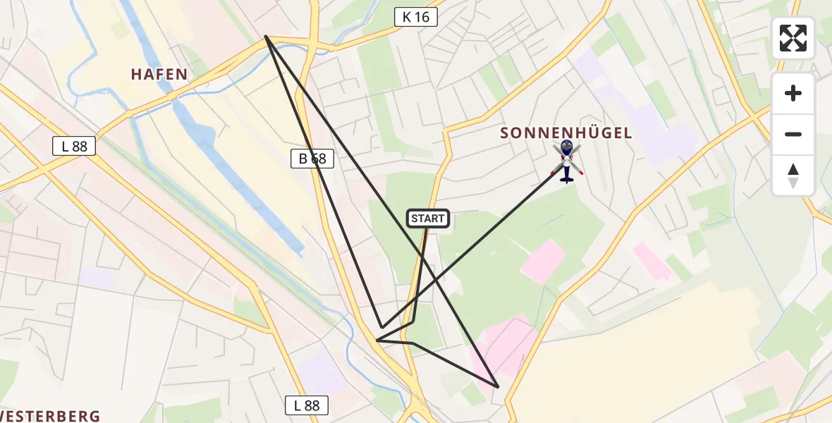 Flugroute Polizeihubschrauber Osnabrück - Osnabrück, 18 April 2026, 15:20