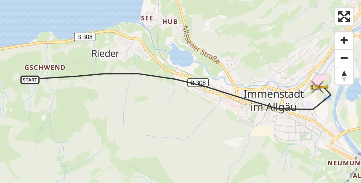 Flugroute Rettungshubschrauber Immenstadt i.Allgäu - Immenstadt i.Allgäu, 18 April 2026, 15:25