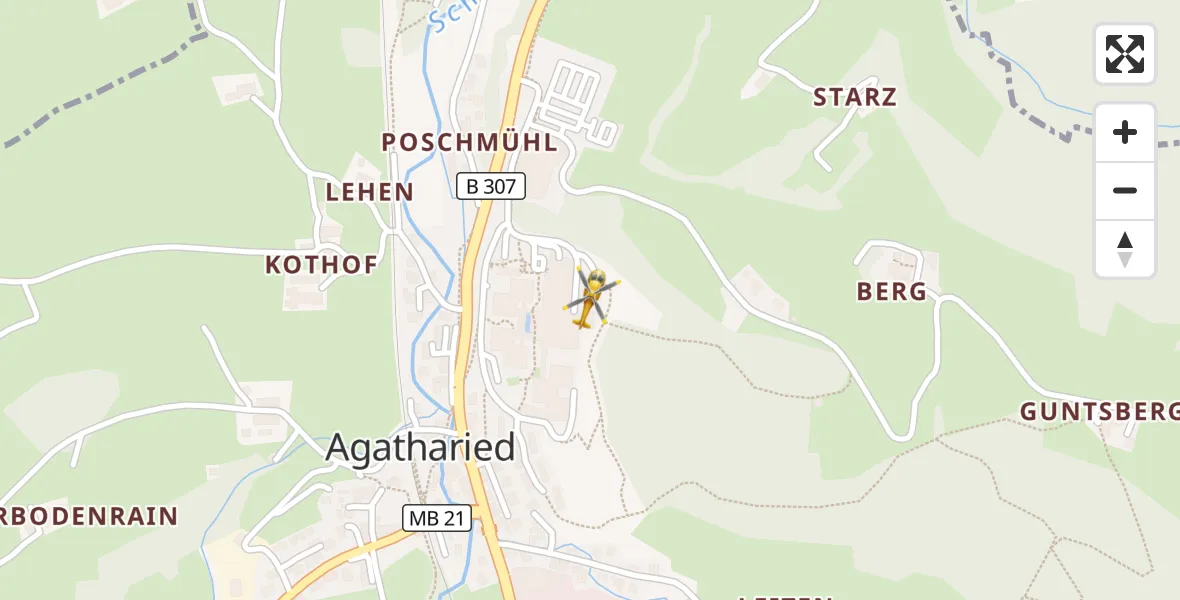 Flugroute Rettungshubschrauber Agatharied Hospital - Agatharied Hospital, 18 April 2026, 15:25