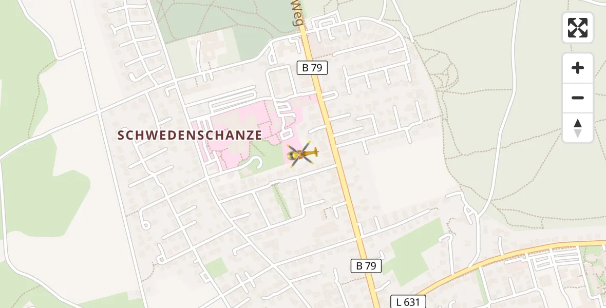 Flugroute Rettungshubschrauber Wolfenbüttel Municipal Hospital Heliport (Christoph 30) - Wolfenbüttel Municipal Hospital Heliport (Christoph 30), 18 April 2026, 15:31