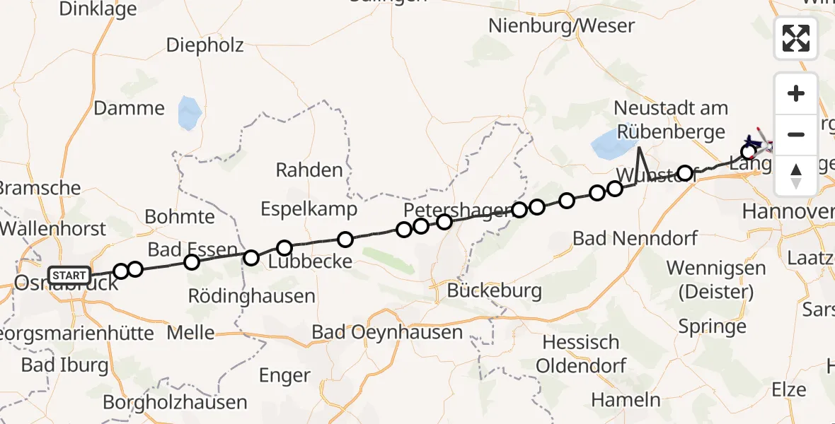Flugroute Polizeihubschrauber Osnabrück - Flughafen Hannover, 18 April 2026, 15:34