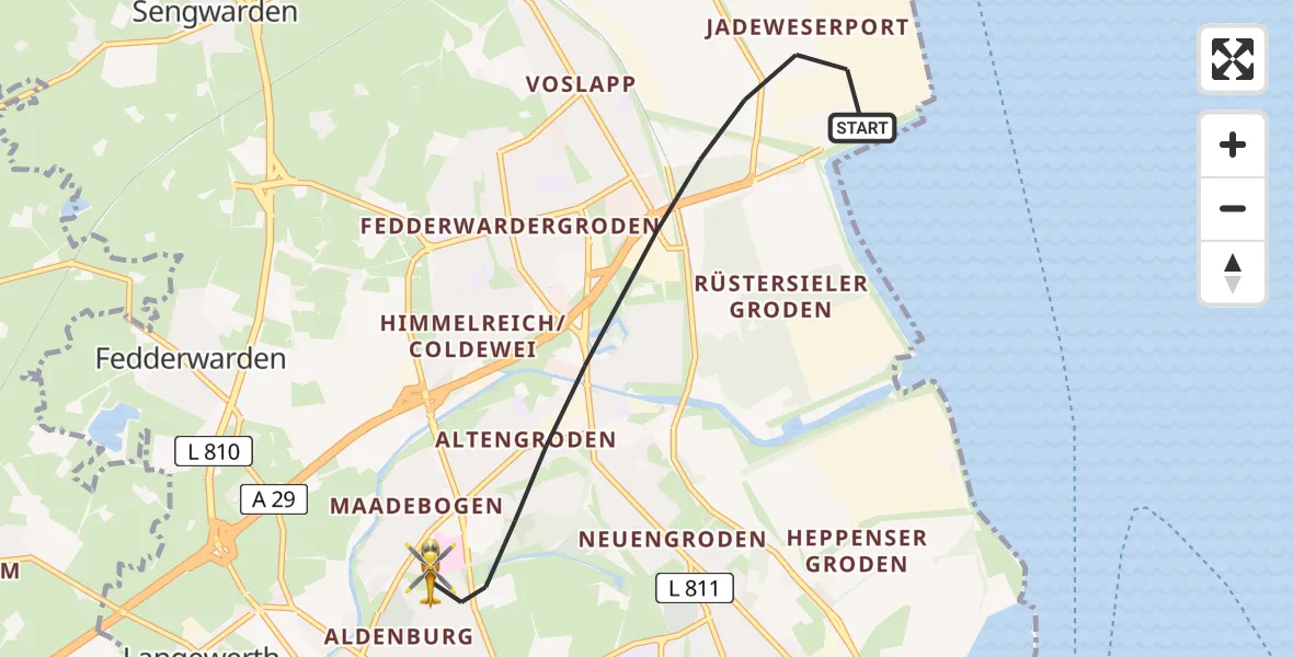 Flugroute Rettungshubschrauber Wilhelmshaven - Wilhelmshaven, 18 April 2026, 15:38