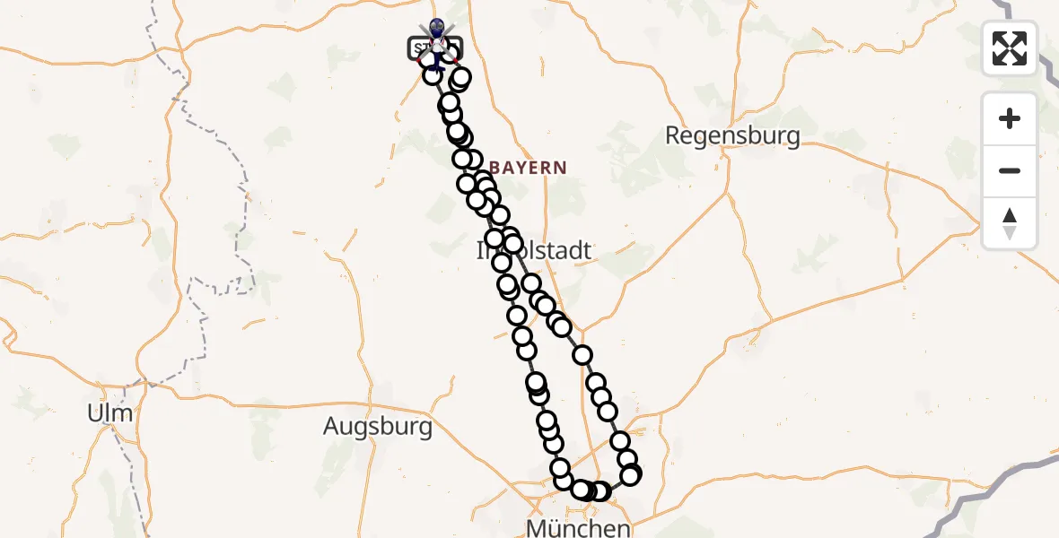 Flugroute Polizeihubschrauber Roth - Flugplatz Roth, 18 April 2026, 15:48
