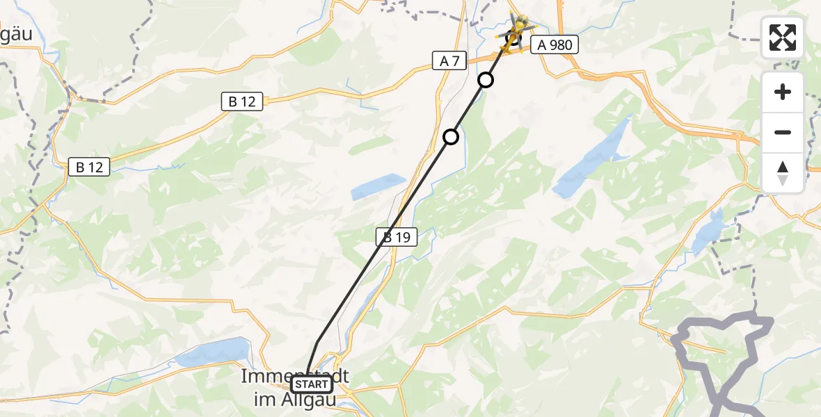 Flugroute Rettungshubschrauber Immenstadt i.Allgäu - Kempten-Durach Flugplatz, 18 April 2026, 15:52