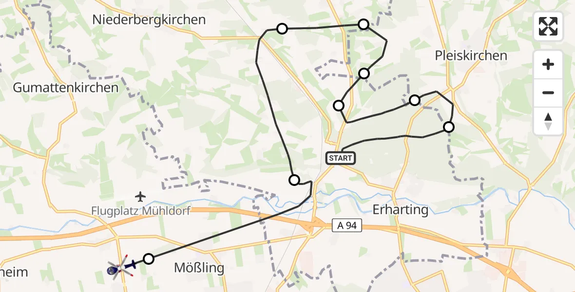 Flugroute Polizeihubschrauber Erharting - Mettenheim, 18 April 2026, 16:11